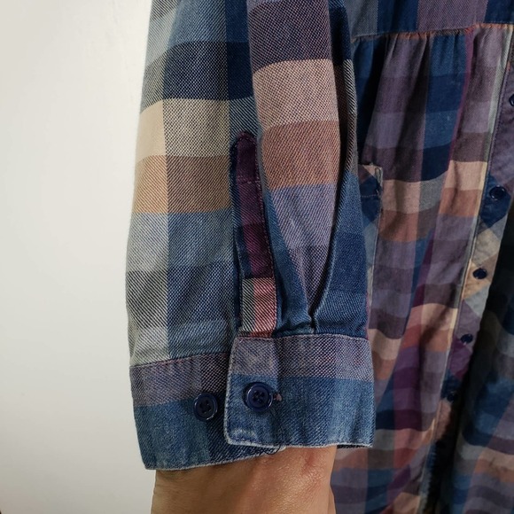 Serengeti Pastel Check Maxi Dress XL Button Front Cottage Core Prairie - Picture 6 of 14